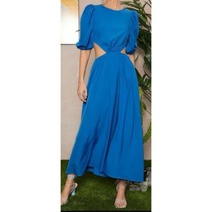 NWT BRIGHT BLUE CUT OUT MIDI DRESS SZ 8/10